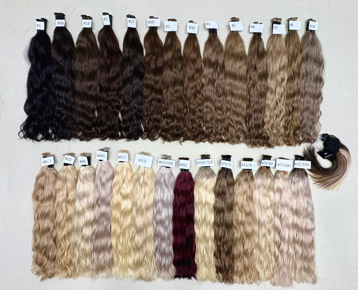 Extensions adhésives 50g/ 20 bandes cheveux naturel Blond#Silver