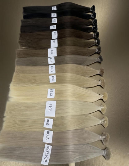 Extensions Kératine plate 50g/ 50 mèches cheveux naturel Blond #Bh4_ICE