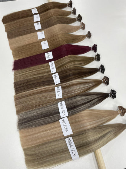 Extensions Kératine plate 50g/ 50 mèches cheveux naturel Blond #Bh4_ICE