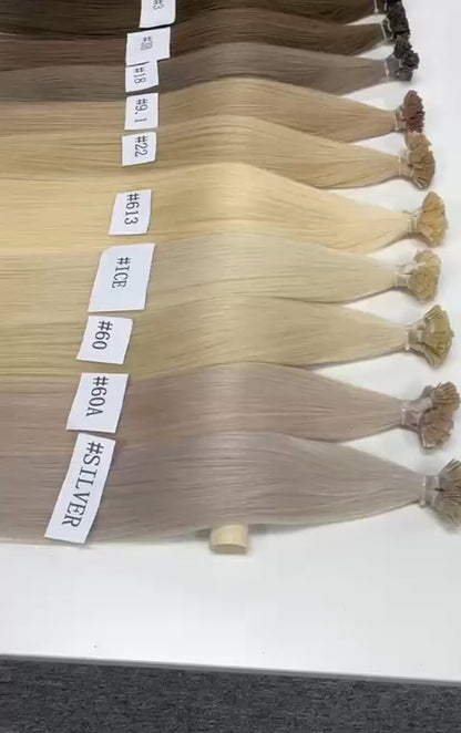 Extensions Kératine plate 50g/ 50 mèches cheveux naturel Blond #Bh4_ICE